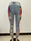 new modeling jeans womens straps denim nine pants 963