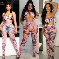 Womens digital printed tight-fitting two-piece suit FFD1106 Womens digital printed tight-fitting two-piece suit FFD1106