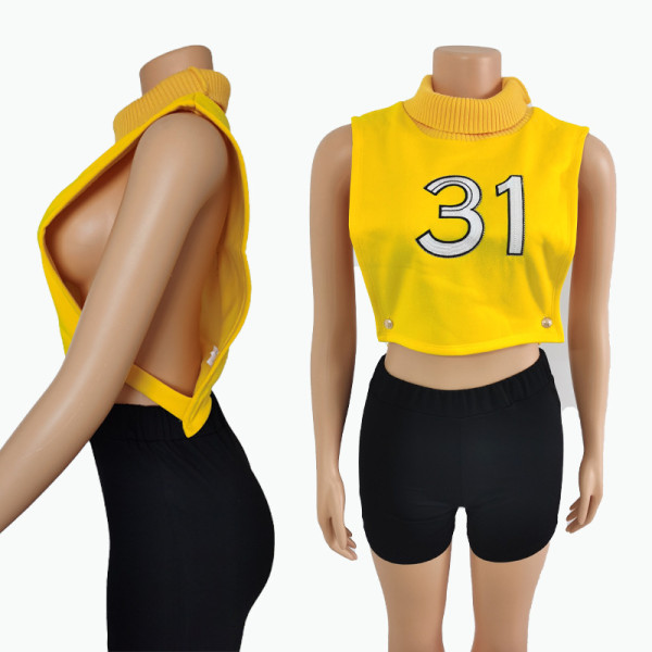 Women's Spring and Autumn New Fashion Solid Color Knit Vest Retro Hollow Digital Vest
