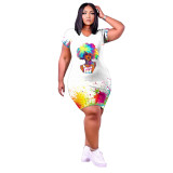 Fashion casual positioning printing dress GH049