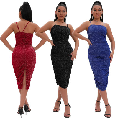 Suspender sexy sparkling skinny nightclub dress