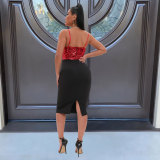 Sequin Panel Body Dress with Adjustable Straps