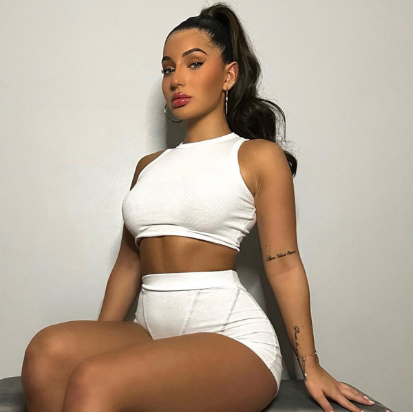 Crewneck Vest Thread High Waist Casual Two Piece Set