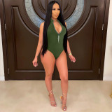 Fashion Women's Sleeveless Solid Color Masonry Zipper Jumpsuit