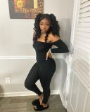 Fashion Chest Wrap Slim Gloves Jumpsuit Nightclub