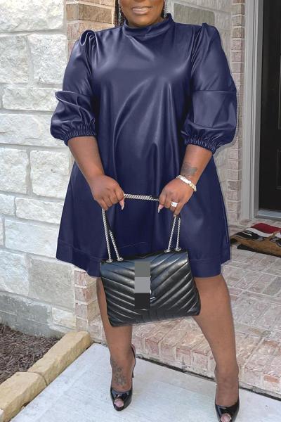 Sexy Long Sleeve Plus Size Leather Skirt Nightclub Wear
