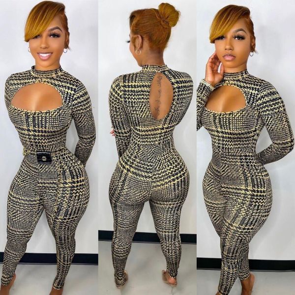 Sexy Backless Print Jumpsuit