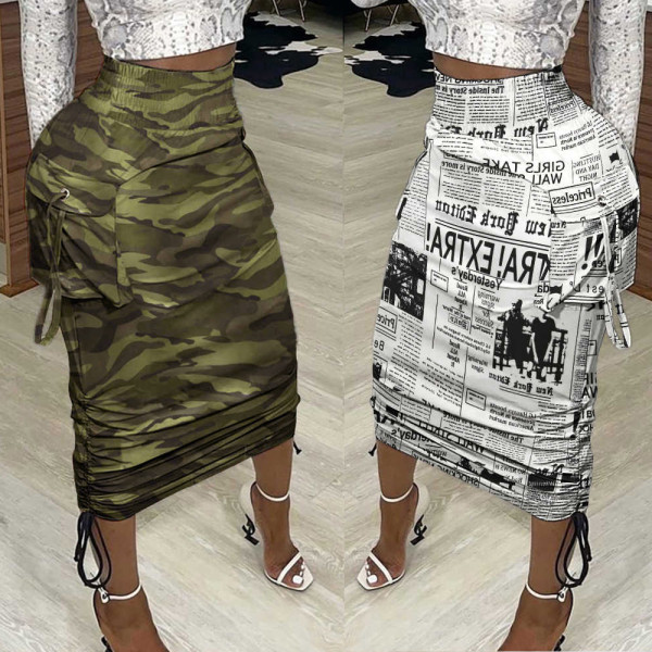 Sexy Bandage Slim Pocket Hip Skirt Bottom Skirt