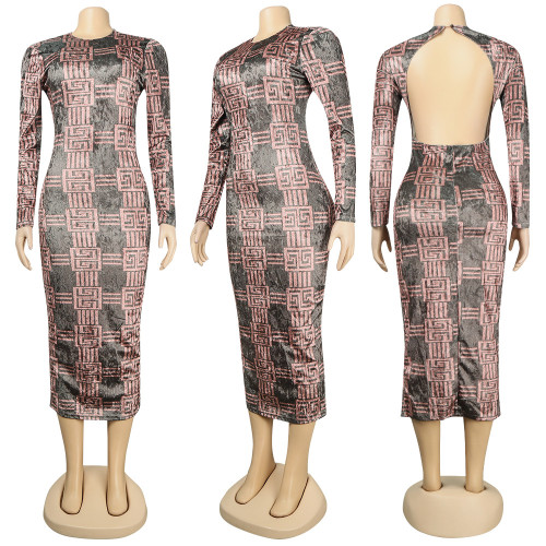 Sexy Slim Fit Striped Print Maxi Dress