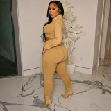 Sexy Long Sleeve Lapel Printed Two-Piece Tracksuit