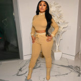Sexy Long Sleeve Lapel Printed Two-Piece Tracksuit