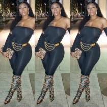 Fashion Chest Wrap Slim Gloves Jumpsuit Nightclub