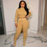 Sexy Long Sleeve Lapel Printed Two-Piece Tracksuit