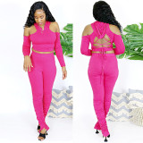 Sexy solid color two-piece nightclub suit