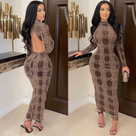 Sexy Slim Fit Striped Print Maxi Dress