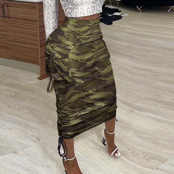 Sexy Bandage Slim Pocket Hip Skirt Bottom Skirt