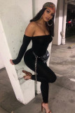 Fashion Chest Wrap Slim Gloves Jumpsuit Nightclub