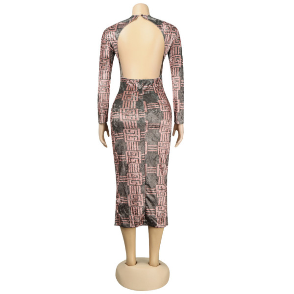 Sexy Slim Fit Striped Print Maxi Dress
