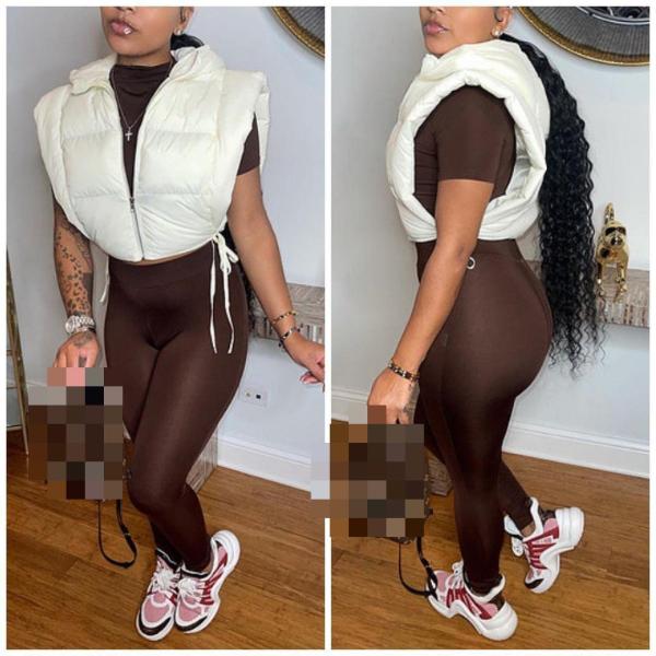 Women's Fashion Casual Short Sleeve Cropped Navel Top Tight Basement 2 Piece Set