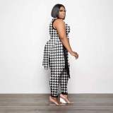 Plus Size Women Fashion Print Two Piece Set
