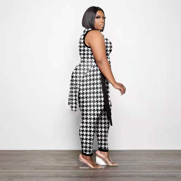 Plus Size Women Fashion Print Two Piece Set