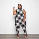Plus Size Women Fashion Print Two Piece Set