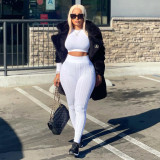 Women's Sexy Ladies Show Waist Sweater Cloth Splicing Versatile Fashion Casual Suit
