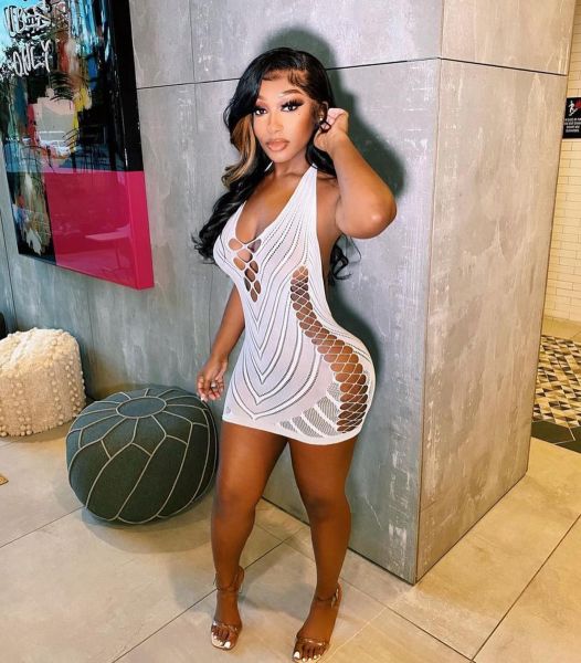 Women's Sexy Hollow Lingerie Sexy Halter Mesh Backless Swimwear Nightclub Dress