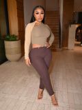 Women's Fashion Contrast Color Stitching Design Sexy Hollow Pit Strip Jumpsuit