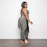 Plus Size Women Fashion Print Two Piece Set