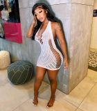 Women's Sexy Hollow Lingerie Sexy Halter Mesh Backless Swimwear Nightclub Dress