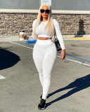 Women's Sexy Ladies Show Waist Sweater Cloth Splicing Versatile Fashion Casual Suit