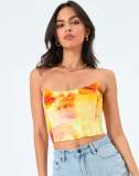Tie-Dye Panelled One-Shoulder Tie Tunic Top