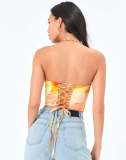 Tie-Dye Panelled One-Shoulder Tie Tunic Top