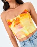 Tie-Dye Panelled One-Shoulder Tie Tunic Top
