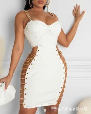 Women's Sex Metal Chain Tie Sling Dress