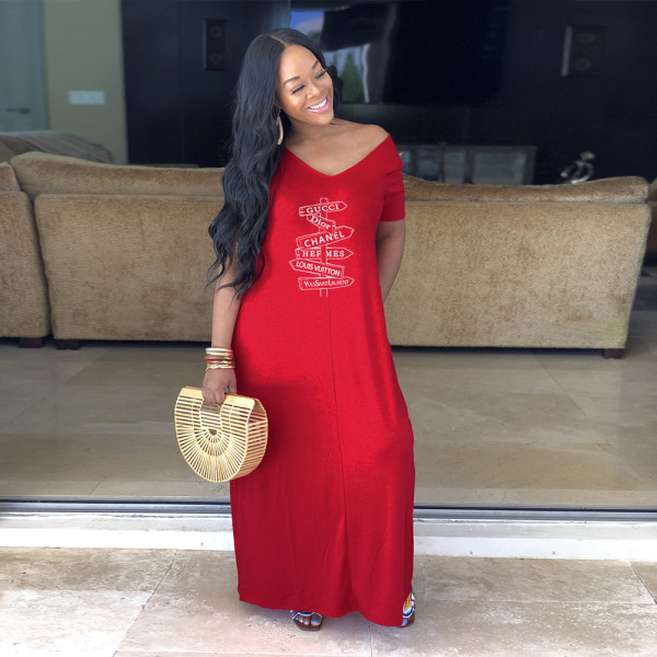 Sexy Feature Print High Quality Wide Neck Dress