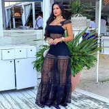 Nightclub suit sexy mesh stitching sling zipper dress