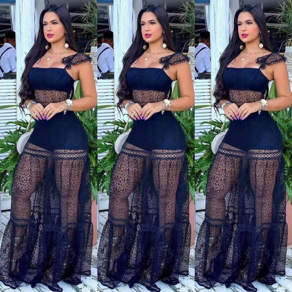 Nightclub suit sexy mesh stitching sling zipper dress