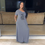 Sexy Feature Print High Quality Wide Neck Dress