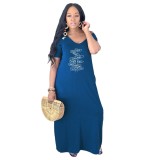 Sexy Feature Print High Quality Wide Neck Dress