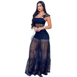 Nightclub suit sexy mesh stitching sling zipper dress