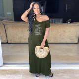 Sexy Feature Print High Quality Wide Neck Dress