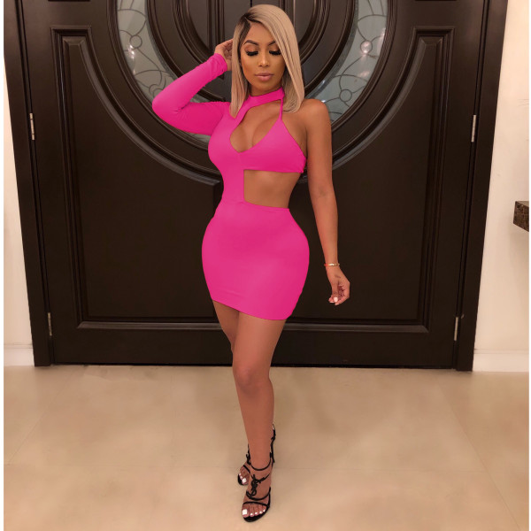 Sexy Women's Half Sleeve Solid Color Sexy Dress