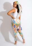 Women's Fashion Totem Positioning Print Tube Top Two-piece Suit