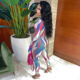 Ladies Fashion Print Cutout Sexy Jumpsuit