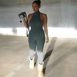 Sexy Backless Halter Sleeveless High Waist Tight Sports Fitness Jumpsuit