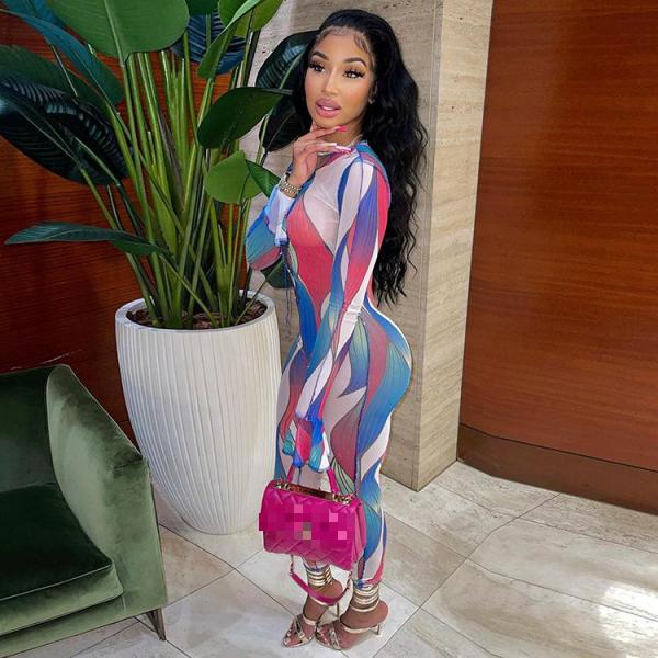 Ladies Fashion Print Cutout Sexy Jumpsuit