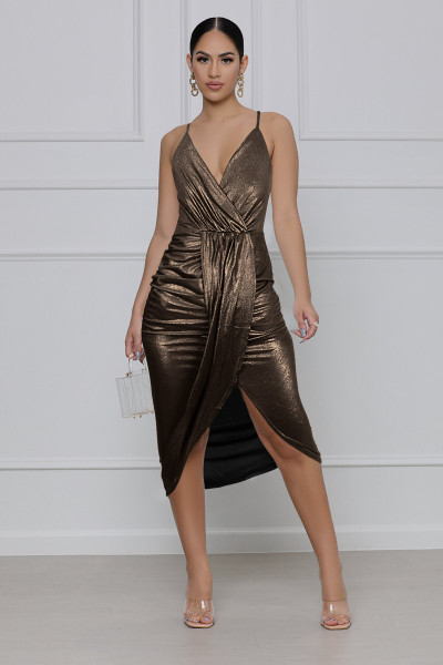 Summer sexy cross ice silk sling deep V bag hip dress female