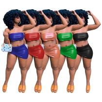Women's summer leather tube top skirt sexy nightclub suit women Women's summer leather tube top skirt sexy nightclub suit women